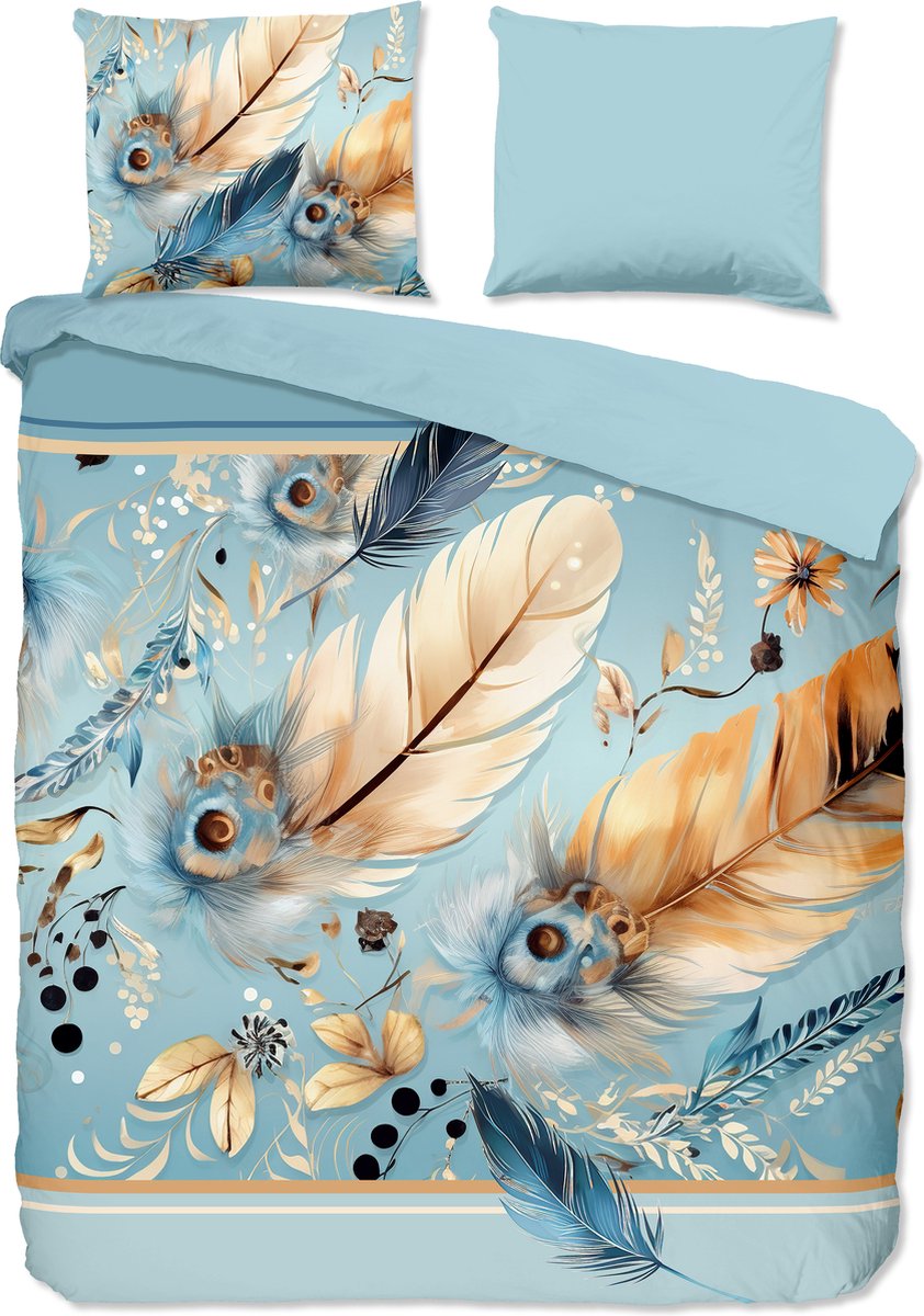 Pure dekbedovertrek veren/ oosters - 2 persoons 200x200/220 cm - Aqua - Microvezel