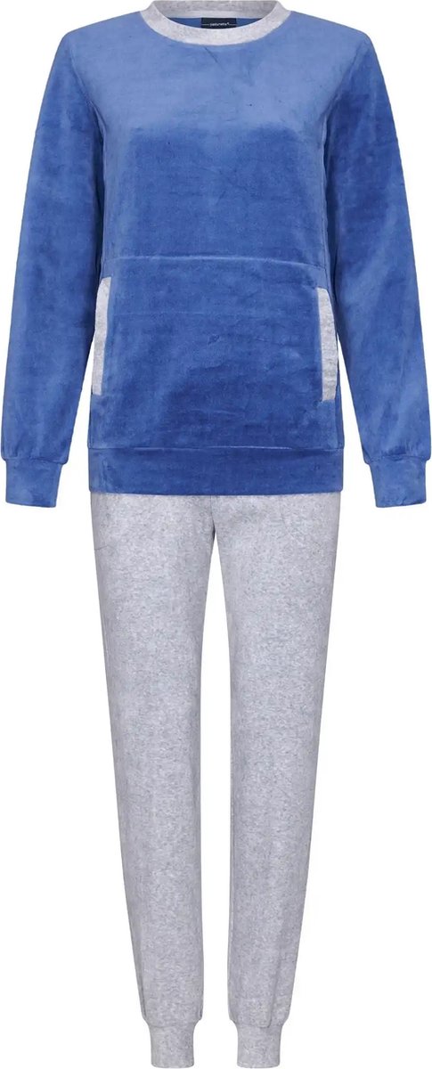 Pastunette Pyjama Set - Nightflowers - Blauw / Grijs - Velours