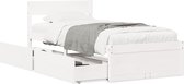 vidaXL - Bedframe - zonder - matras - massief - grenenhout - wit - 90x200 - cm