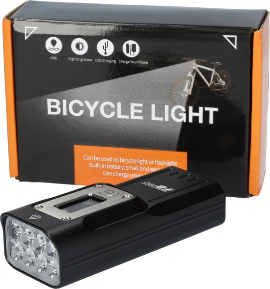 LED fietslamp - Voorlicht fiets - Fietslicht - Compact fietslampje - Hoge helderheid - USB-C oplaadbaar - LED display scherm - 360 graden draaien - 2000 lumen - 5V - 10000mAh - 300-500m schijnafstand - Klem inbegrepen - Zwart — afbeelding 4