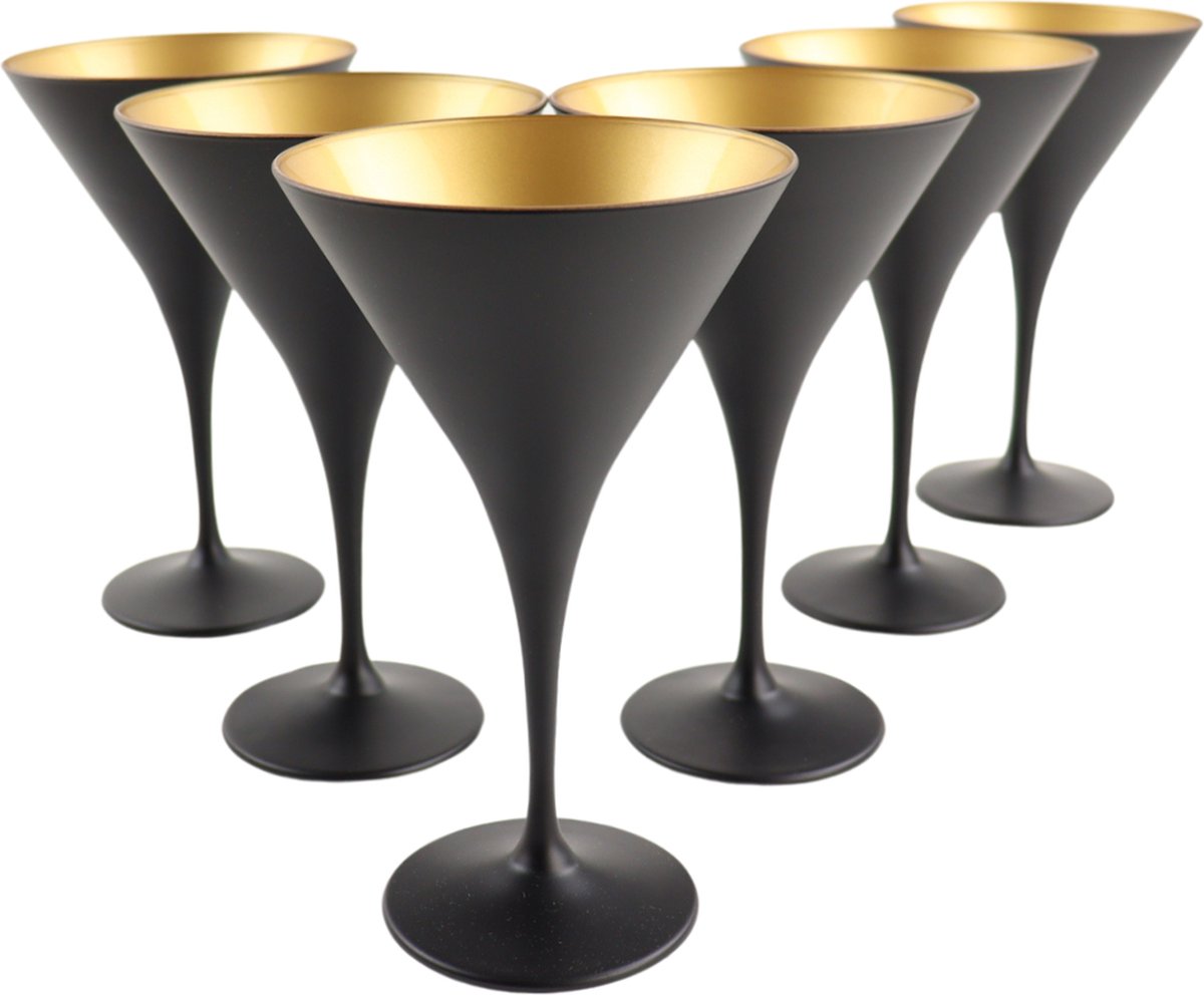 OTIX Martini Glazen - Set van 6 - Cocktailglazen - 230ml - Zwart - ONYX