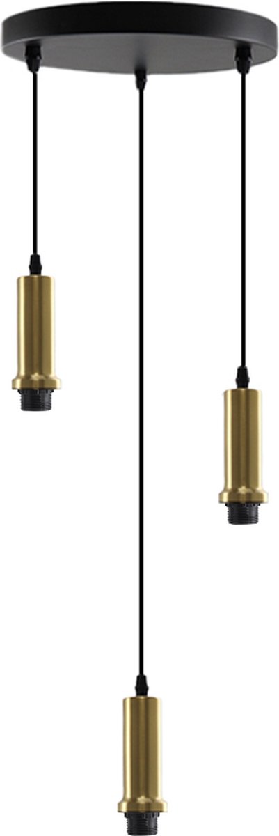 Olucia - RIKA - Hanglamp - Goud / Zwart - 3L - Vorm: Rond