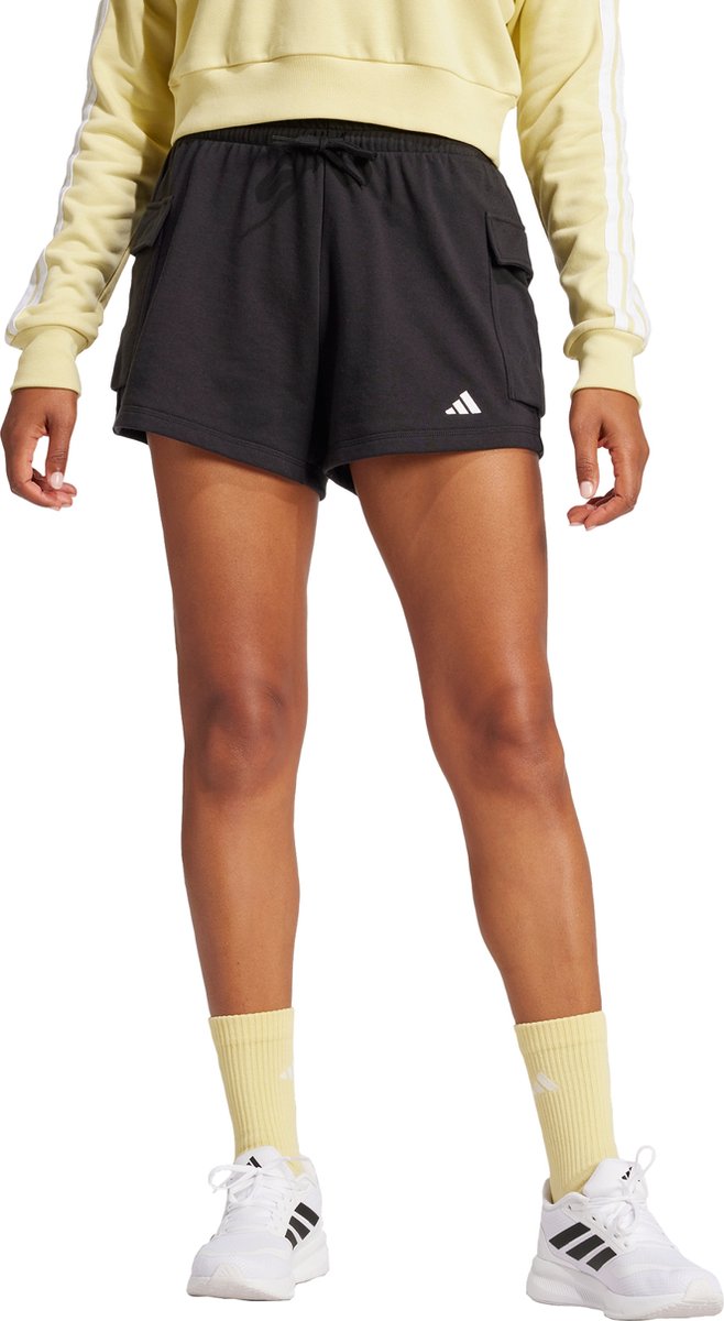 Adidas Sportswear Essentials Small Logo French Terry Cargo Short Dames Zwart