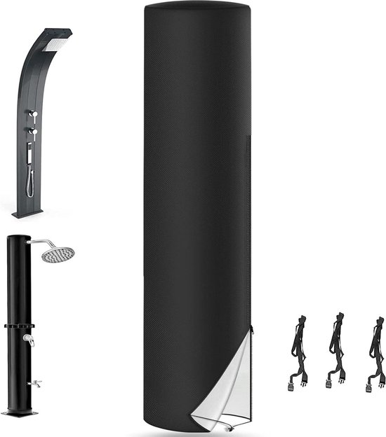 Fenghome Beschermhoes voor zonnedouche, waterdicht, winddicht, tuindouche, afdekking voor tuin, 420D buitendouche, zonnedouche, beschermhoes met uv- coating, zwart (220 x 67 cm