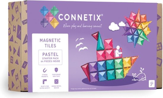 CONNETIX - Magnetisch Tegels - Pastel Startpakket - 64 Stuks