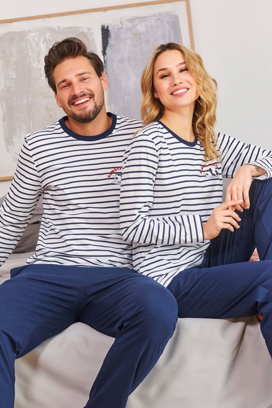 Doctor Nap Hommes Pyjamas Manches Longues Pantalon Long Hiver Noël Assorti Famille Famille pour Hommes Always Sleepy Marine PMB.7115 L