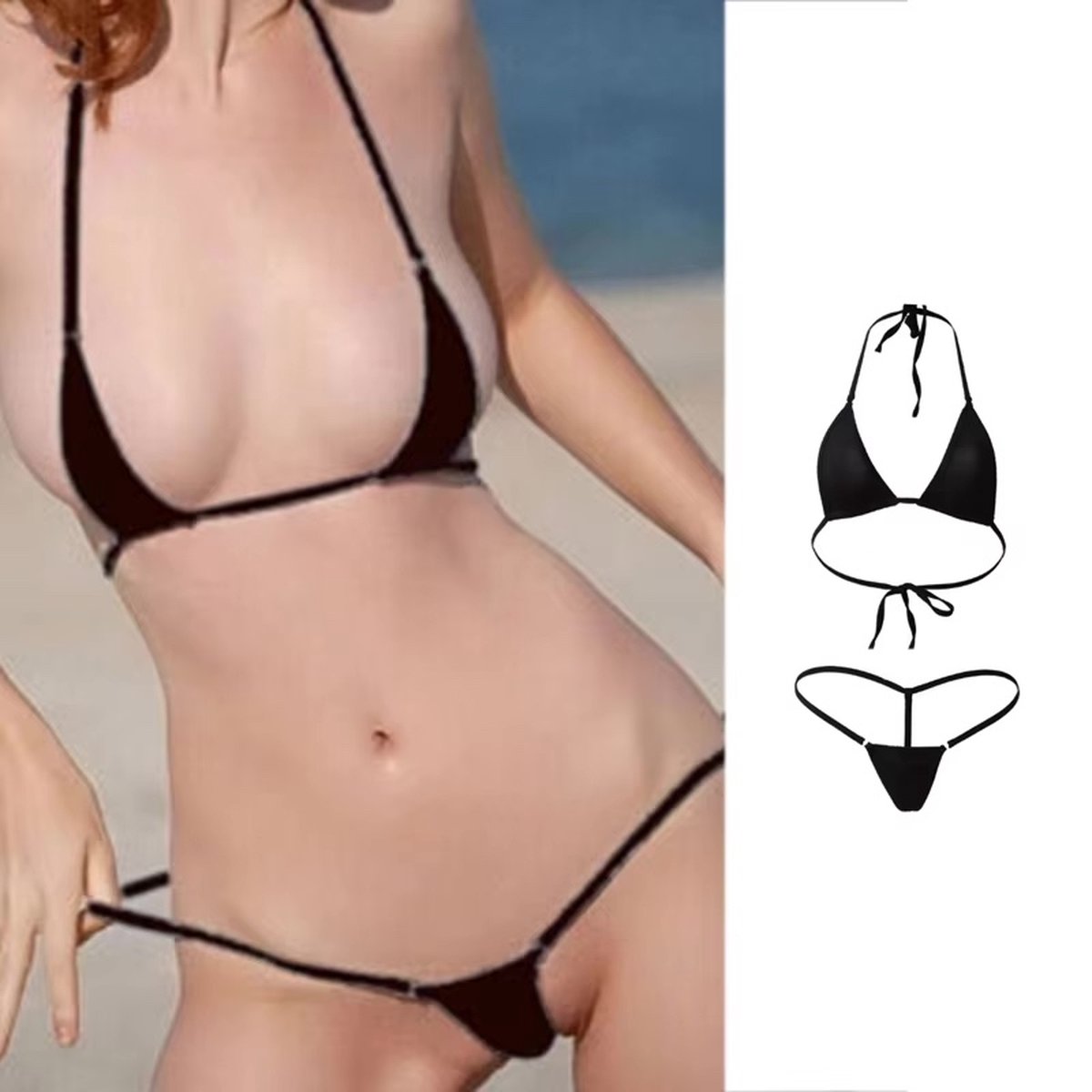 Goedkoopste CHPN - Micro Bikini - Mini bikini - Sexy bikini - Zwarte bikini - Sexy G-String en Thong - 18 bikini - Strand - Bimbo - Flaneren