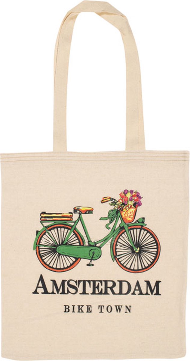 Canvas Tas - Amsterdam Bike green - katoenen tas - schoudertas dames - tassen dames - schoudertassen