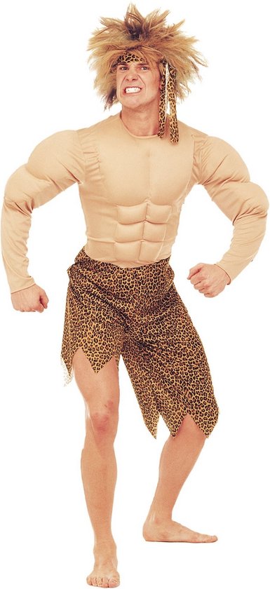 W WIDMANN MILANO Party Fashion 6103P - pruik Caveman, bruin, stenen tijdmens, jungle, themafeest, carnaval