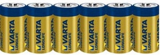 Varta batterij alkaline, baby, C, LR14, 1.5V long life, folieverpakking (6-pack)