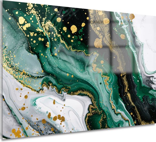 Marmer glasschilderij - Abstract expressionisme wanddecoratie - Schilderij op glas Moderne kunst - Klassieke schilderijen - Acrylaat - Slaapkamer muurdecoratie acrylglas 60x40 cm