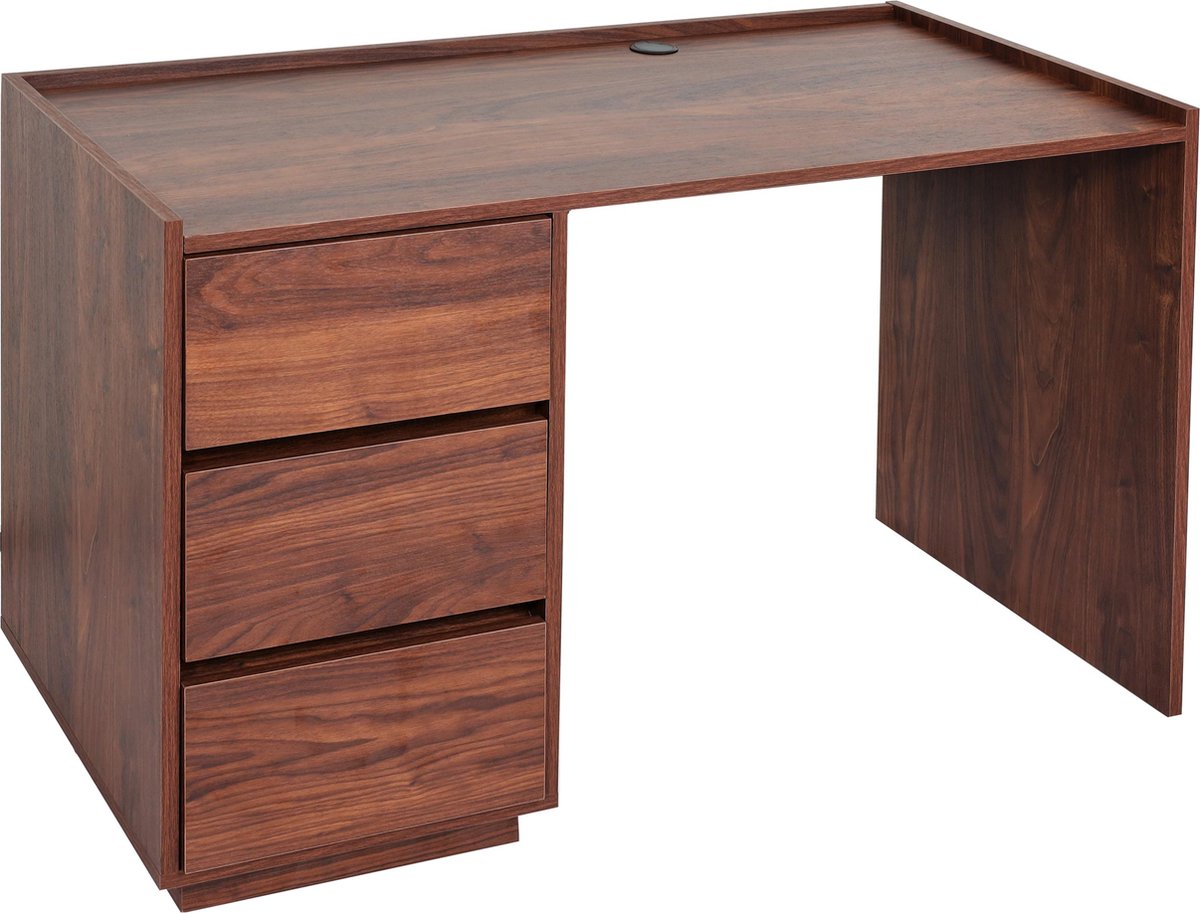 MCW Bureau MCW-J78, bureau computerbureau werktafel, lade, 78x121x60cm ~ walnoot look