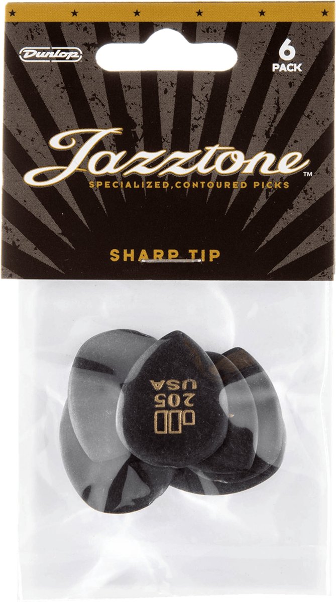 Dunlop Jazztone 205 Plektrum 6er-Set, small/medium - Plectrum set