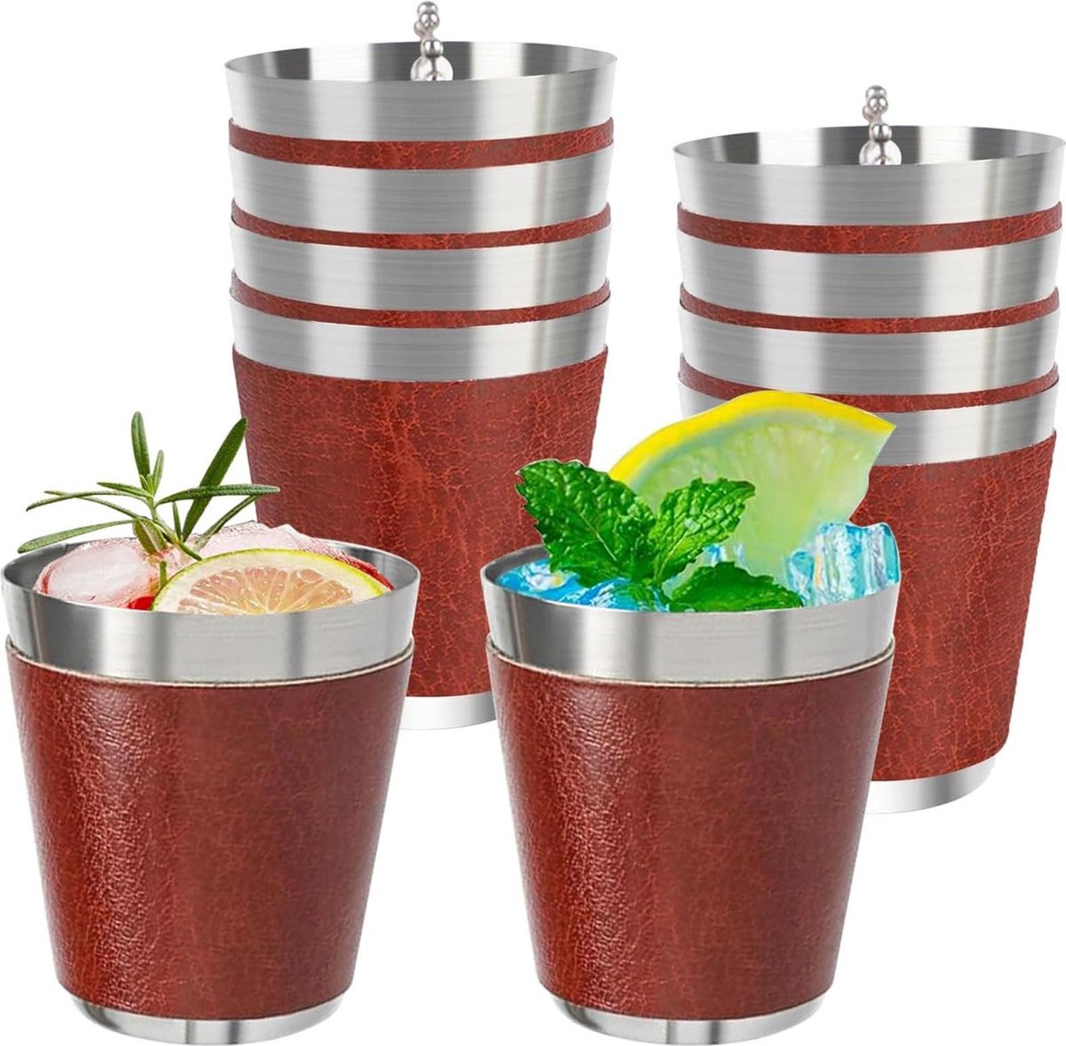10 stuks Borrelglazenset Hangende borrelbekers (30 ml) Metalen drinkbeker met ketting prikjes voor feestjes en festivals Team Bride Beker