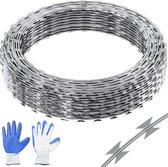 Fil de fer barbelé Jemaison® - 2 pièces - Double spirale - Rasoir - Clôture électrique - Sécurité - Fil de fer barbelé rasoir - Inox - 30 mètres