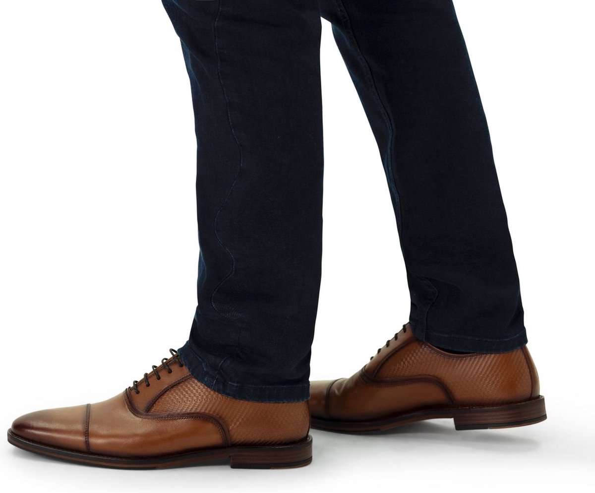 Manfield - Heren - Cognac leren veterschoenen - Maat 41