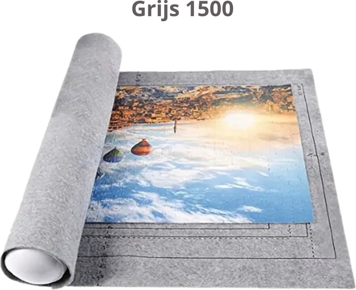 Bovista Puzzelmat - Portapuzzle - Puzzelmap - 1000 Stukjes - 1500 Stukjes - Puzzelkoffer - Puzzelbord - Opbergsysteem - Grijs - Inclusief Accessoires