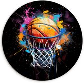 WallCircle® Wandcirkel 120x120 cm - Muurcirkel Graffiti - Sport - Basketbal - Basket - Kinderkamer - Muurdecoratie woonkamer - Wanddecoratie slaapkamer - Kamer decoratie accessoires - Ronde schilderijen - Woonaccessoires cirkel binnen