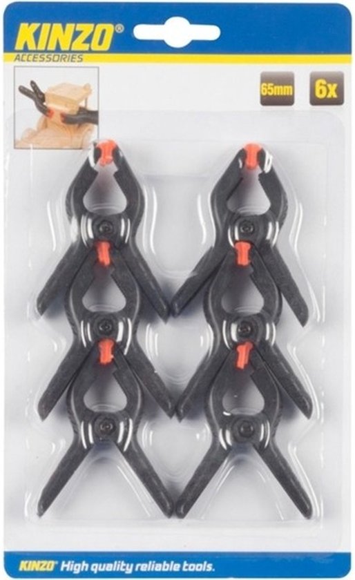 12x stuks zwarte hobby lijmklemmen 65 mm - Marktkraam klemmen/ hobbyklemmen set - Gereedschap/camping van Merkloos — afbeelding 2