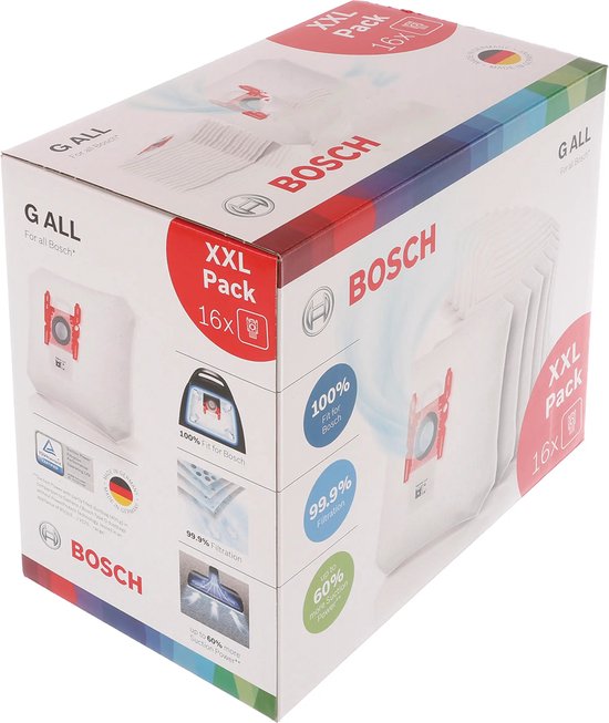 Lot De 16 Sacs Aspirateur Bosch PowerProtect BBZ16GALL - Filtration 99,9%