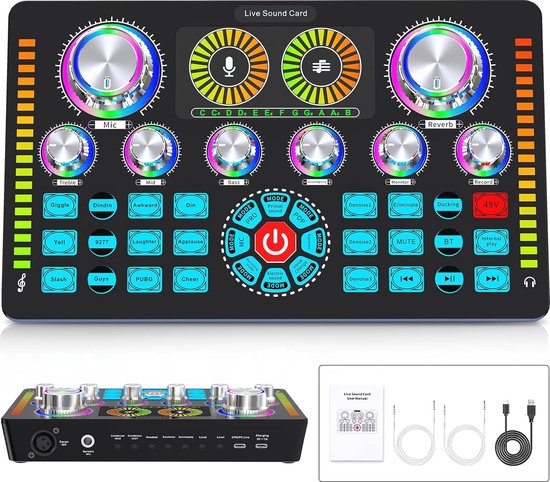BOMGE Professionele 4-kanaals DJ Audio Sound Mixer Interface Mixing Console Desktop Karaoke met MP3-ingang, USB, Bluetooth-ingang, stereo-opname, 48V fantoomvoeding, 99DSP-processor-zwart