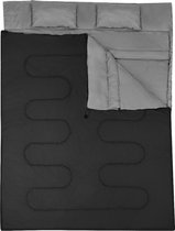 Costway Double sac de couchage étanche 2 en 1 pour 2 personnes – Sac de couchage avec 2 Coussins et sac de transport pour Camping et Voyages 220 x 150 cm Zwart
