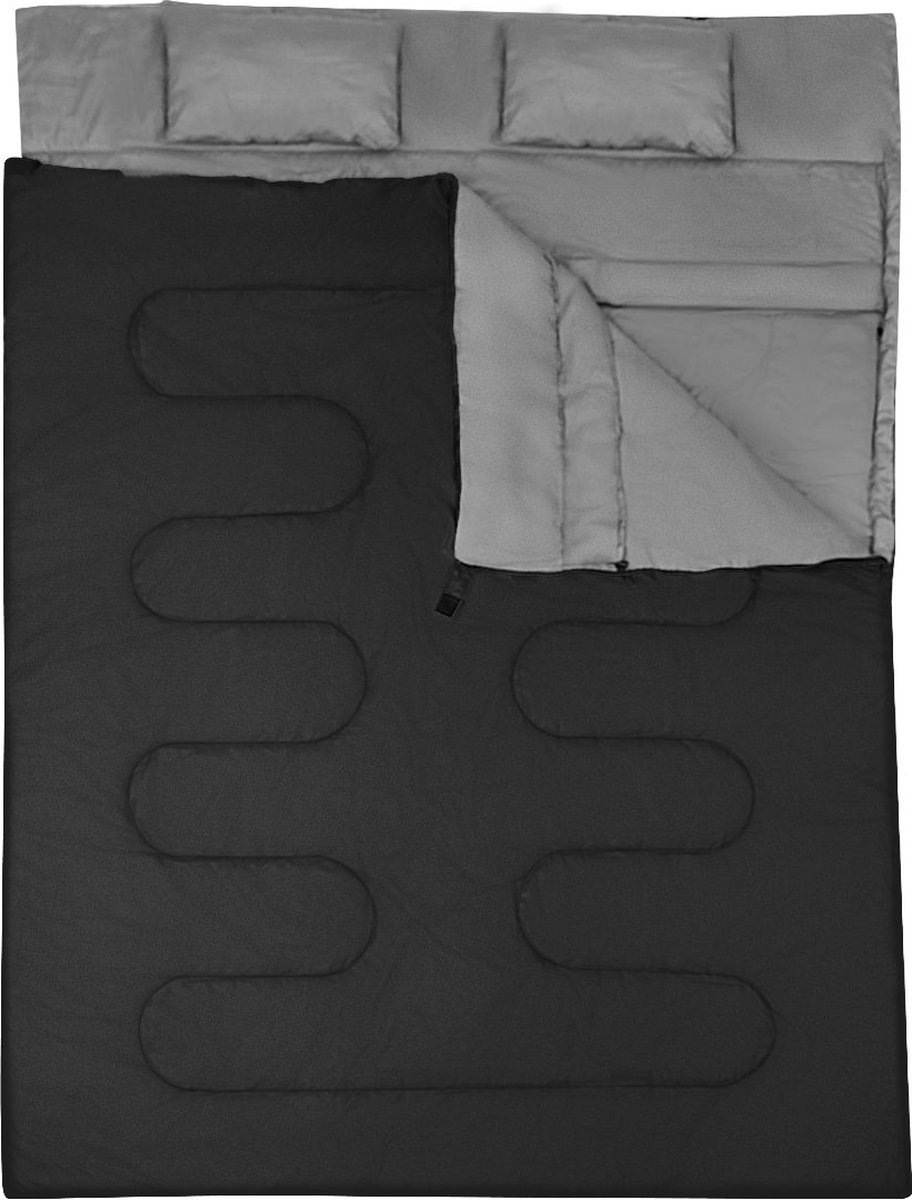 Costway Dubbele 2-in-1 Waterdichte Slaapzak Voor 2-personen - Slaapzak met 2 Kussens en Draagtas voor Kamperen en Reizen 220x150 cm Zwart