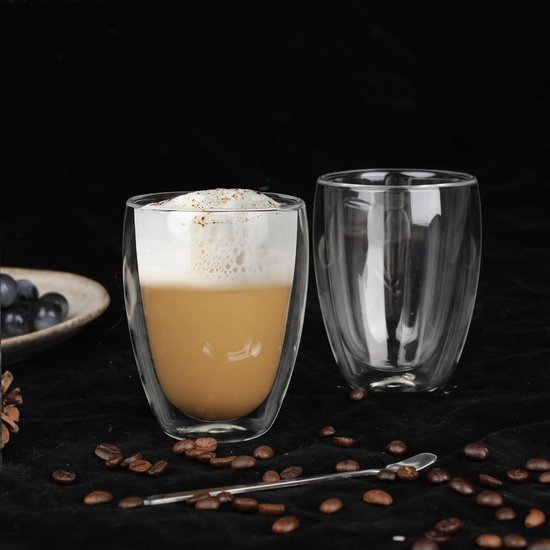 Caffe Italia Caffé Italia Roma 2 X 250 Ml Dubbelwandige Glazen - Thermoglazen Voor Cappuccino Thee Warme En Koude Dranken Vaatwasmachinebestendig