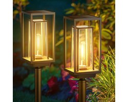 Zonnelampen voor buiten tuin - Moderne tuinverlichting op zonne-energie - 2 stuks - Langere werktijd - Extreem helder - IP65 waterdicht - Tuindecoratie tuinverlichting op zonneenergie