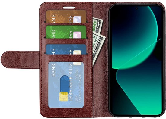 Xiaomi 13T - 13T Pro Case - MobyDefend Wallet Book Case (fermeture arrière) - Marron - Étui de téléphone portable - Étui de téléphone adapté pour Xiaomi 13T