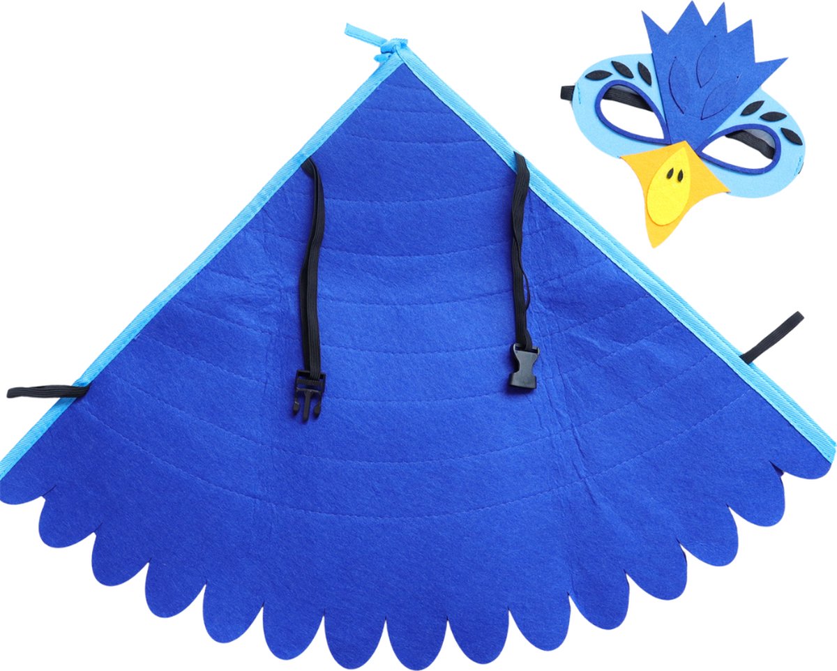 Joya Kids® Vogel Verkleedcape en Masker Blauw | Cape met Masker van Vilt | Vilten Verkleedset | Verkleden Paradijsvogel | Meisje en Jongen Verkleedkleding | Cape Set | Carnaval en Halloween Outfit Kinderen — afbeelding 6