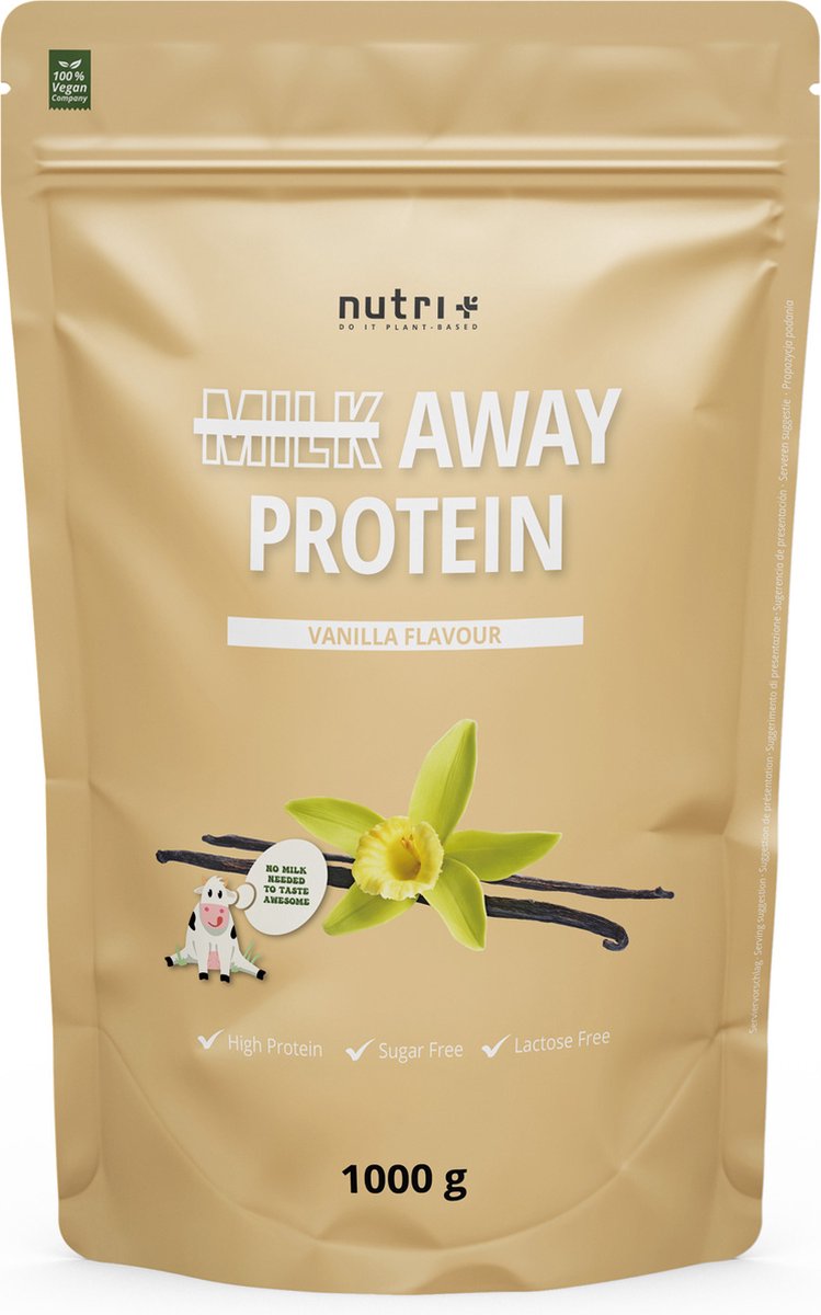 Goedkoopste nutri Milk Away Protein - Eiwitpoeder Vanilla - Veganistisch proteïne poeder - met vijf plantaardige eiwitten - glutenvrij en lactosevrij - zonder soja - 1000 g