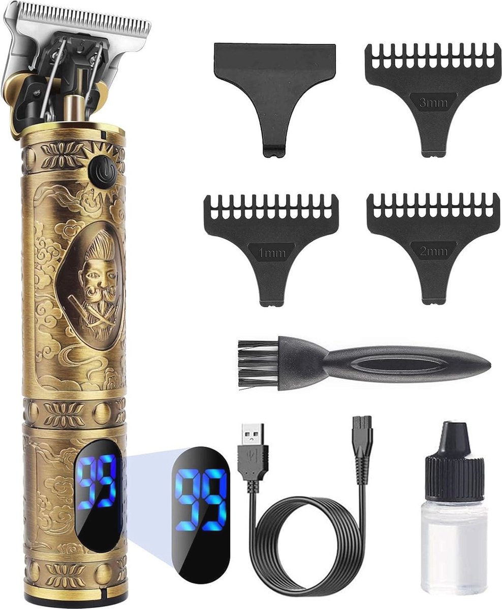 Professionele Draadloze Tondeuse voor Heren met LED-Display