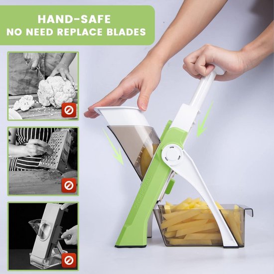 Jonscook All-in-1 Update Veilige mandolinesnijder voor de keuken, hakselaar, groentesnijder met grotere container, dikte verstelbare groentesnijder, Mandoline Plus (Zwarte Ridder Jonscook All-in-1 Update Veilige mandolinesnijder voor de keuken, hakselaar, groentesnijder met grotere container, dikte verstelbare groentesnijder, Mandoline Plus (Zwarte Ridder