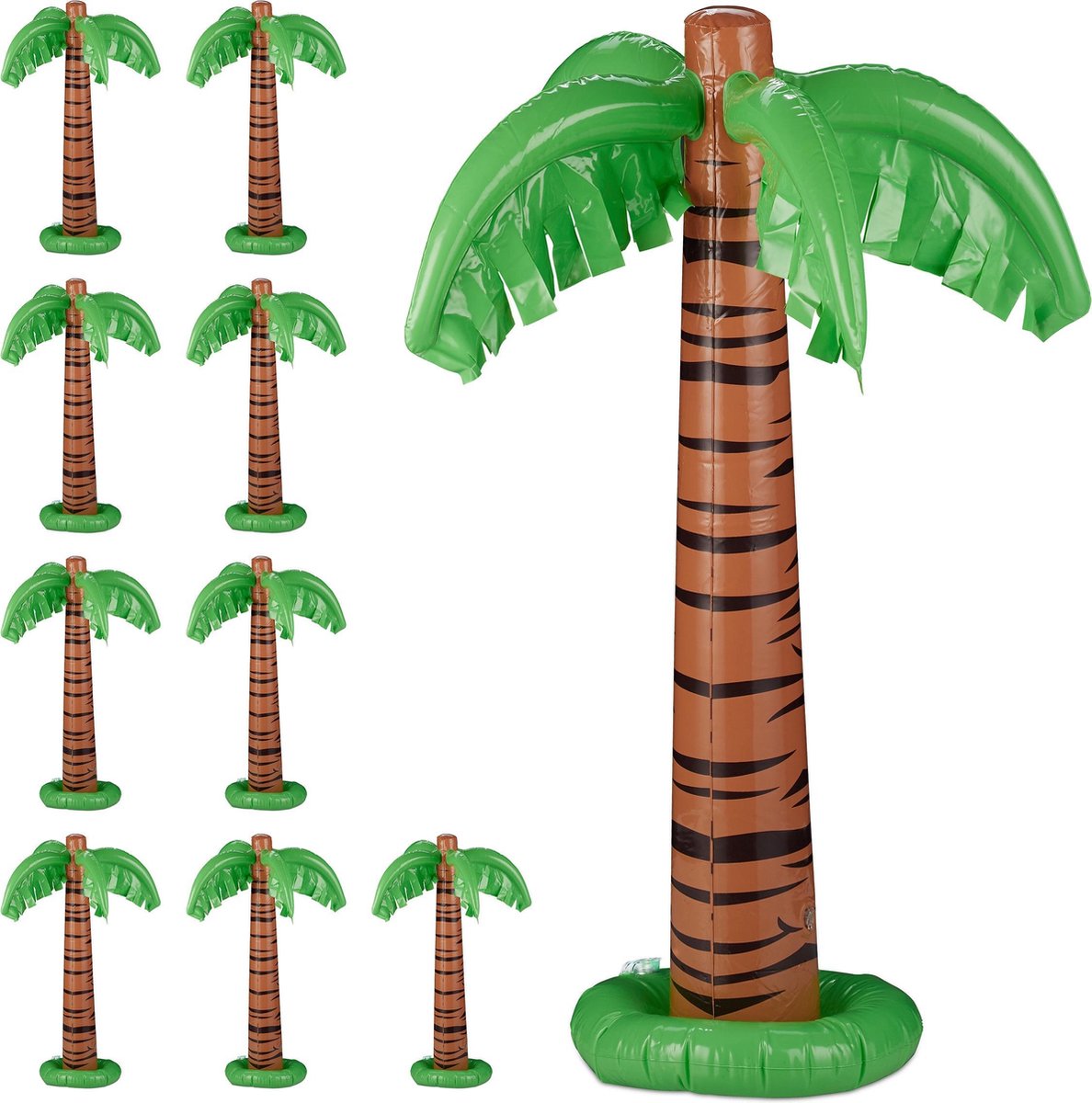Relaxdays 10 x Opblaasbare palmboom - opblaas palmboom - deco - party - zwembad speelgoed