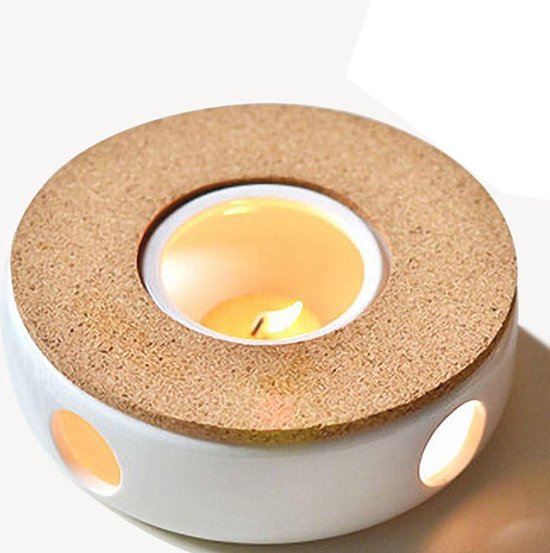 Keramische theepotverwarmer, theelichtverwarmer met ijzeren mat en kaarsenhouder voor glazen theepot Universele kaarsenverwarmer Theepotverwarmer voor het zetten van thee en koffie (C-Pad