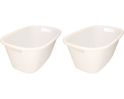 Kunststof wasmand - 2x - wit - 35 liter - 60 x 40 x 25 cm - manden voor wasgoed
