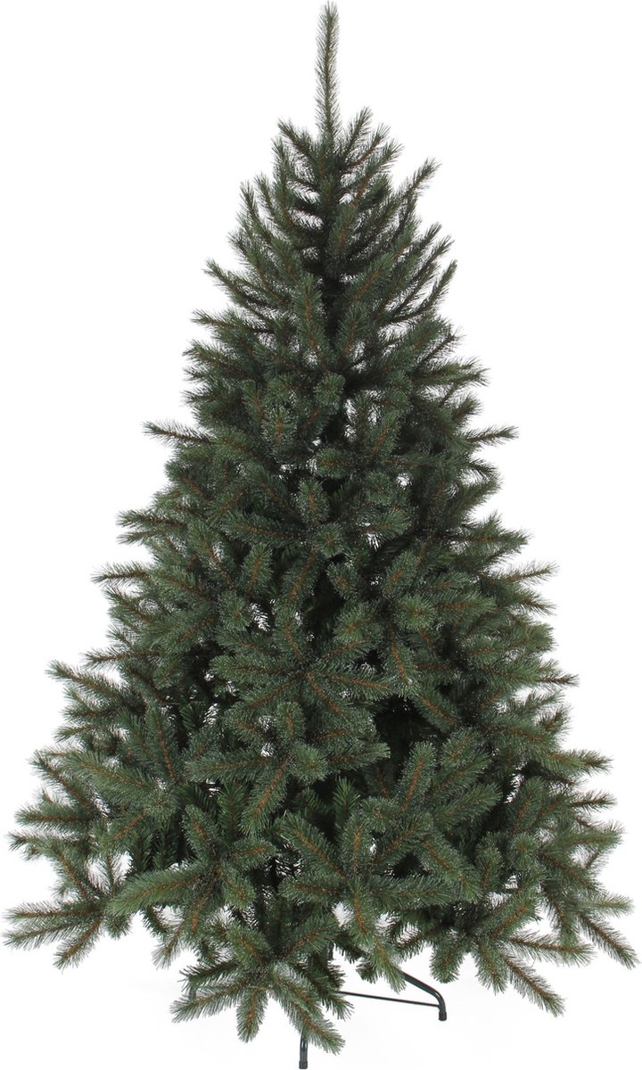 Moderne kunstkerstboom in groen, deluxe uitvoering van Black Box Trees Toronto. Hoogte 155 cm, diameter 114 cm.