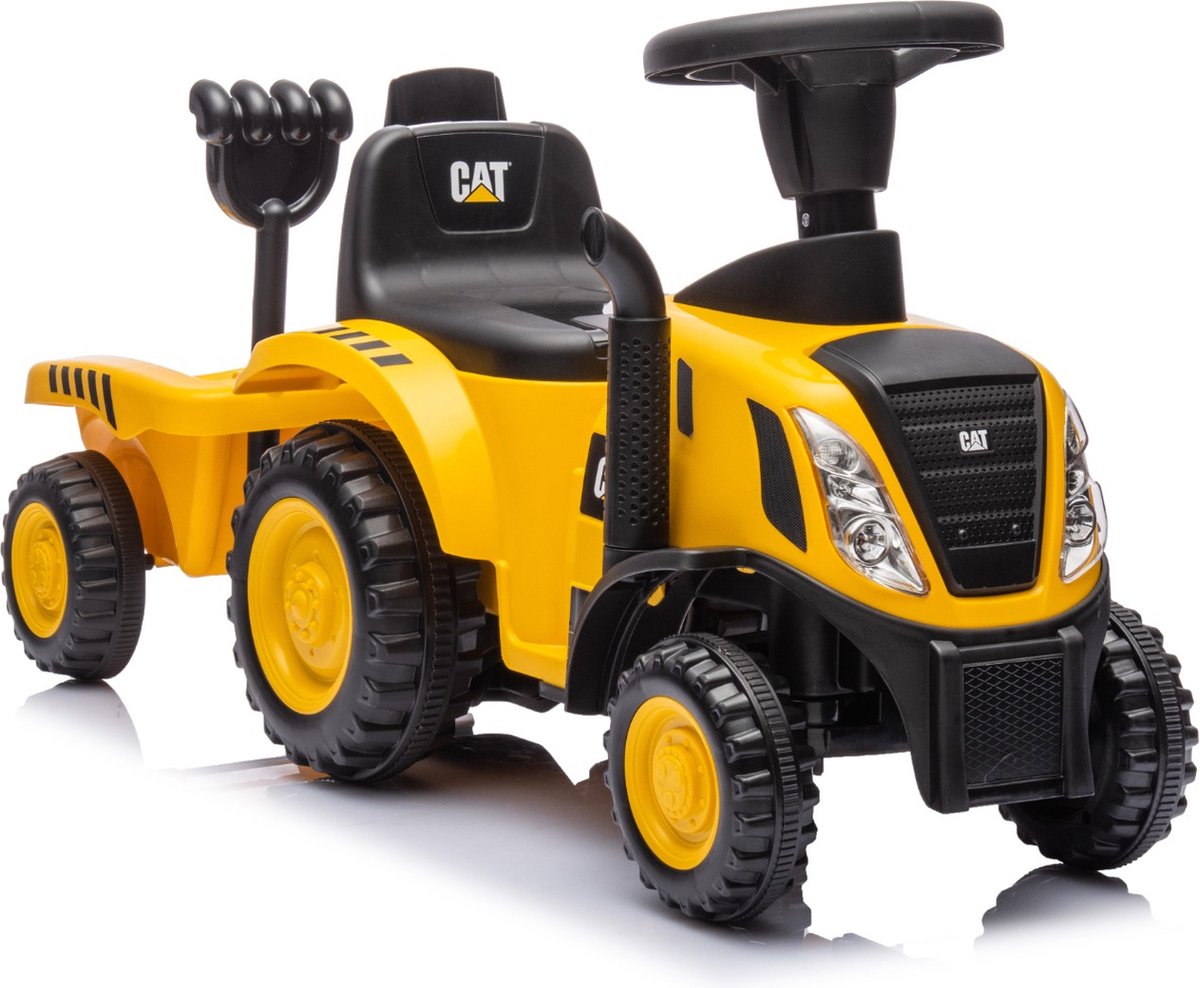 Eco Toys - CAT Tractor Loopauto - Geel/Zwart - Met Aanhanger, Schep & Hark - Claxon & Verlichting - Vanaf 12 Maanden - Max. 25 kg — afbeelding 6