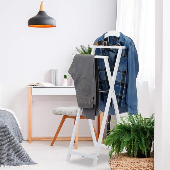 Opklapbare dressboy van hout voor jassen en broeken - Grijs - Met plankje