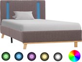 Decoways - Bedframe met LED stof taupe 100x200 cm