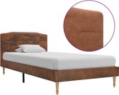 Decoways - Bedframe kunstsuède bruin 90x200 cm