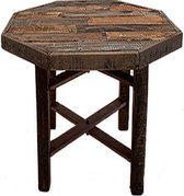 Tafel  - bijzettafel - grof houte- 8 hoekig blad  - Houten bloementafel -  trendy  -  H55cm