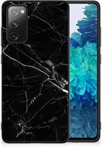 Transparant Hoesje Geschikt voor Samsung Galaxy S20 FE Smartphone Hoesje met Zwarte rand Marmer Zwart