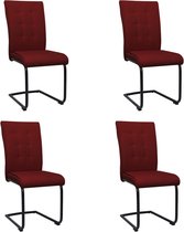Decoways - Eetkamerstoelen 4 st stof wijnrood