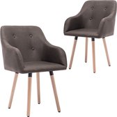 Decoways - Eetkamerstoelen 2 stuks stof taupe