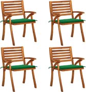 Decoways - Tuinstoelen 4 stuks met kussens massief acaciahout