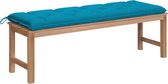 Decoways - Tuinbank met lichtblauw kussen 150 cm massief teakhout