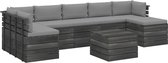 Decoways - 8-delige Loungeset met kussens pallet massief grenenhout