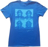 John Lennon Heren Tshirt -M- Glasses 4 Up Blauw